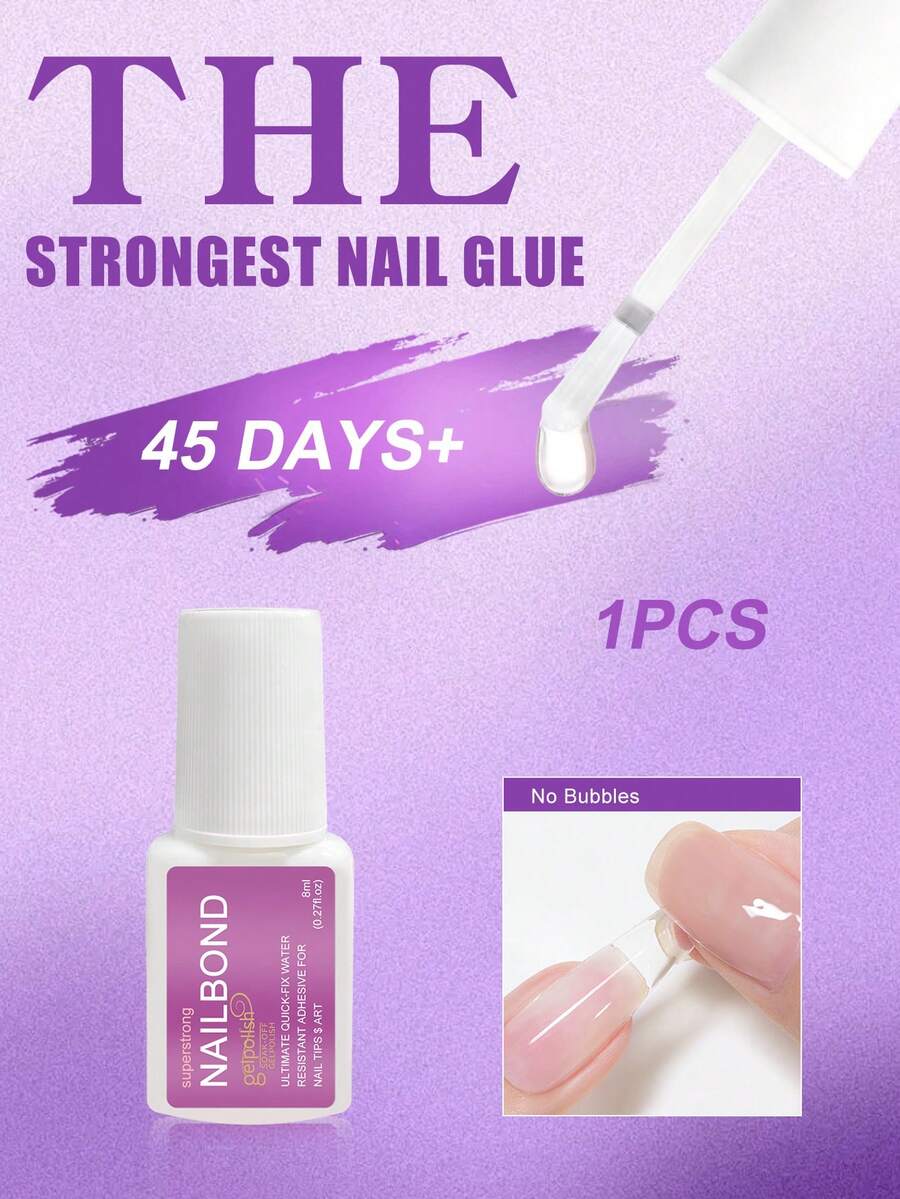 GELPOLISH 超強刷式指甲膠，適用於壓克力指甲、指甲片和貼片指甲 (8ml)，修復斷裂指甲，壓克力指甲膠，黏合指甲膠，凝膠指甲膠