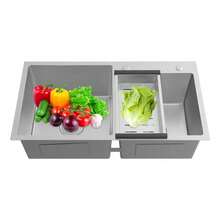Stainless Steel Kitchen Sink Double Bowl Kitchen Sink With Drain Basket - Silver - View 10
