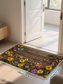 1pc Outdoor Non-Slip Patterned Floor Mat, Indoor Carpet, Bathroom Mat, Kitchen Mat, Decorative Rug, Multi-Functional Hallway Mat, Soft And Comfortable, Easy To Clean, Suitable For Indoor And Outdoor Entryways, Bedroom, Home Decor - Multicolor - View 8
