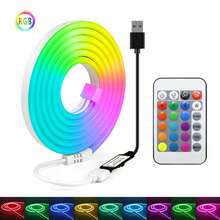 RGB 紅外線霓虹 LED 柔性燈條,聖誕臥室氛圍燈,電競裝飾,送給朋友和愛人的驚喜禮物,派對氛圍,24 鍵遙控變色燈條,節日室內/室外裝飾燈 1m/2m/3m/4m/5m - 彩色 - 查看 4
