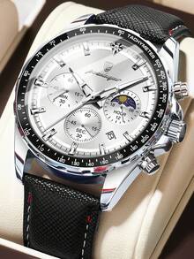 POEDAGAR 1pc Fashion Men's Stainless Steel Waterproof Luminous Quartz Watches With Chronograph Date Dial, Suitable For Daily & Formal Occasions, Men's Gifts - one-size - View 12