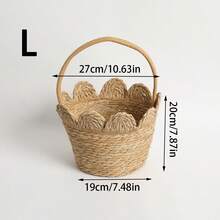 1pc Handwoven Seagrass Storage Basket, Kitchen Organizer Bin, Multipurpose Basket For Pantry, Countertop, Cabinet & Bedroom, Farmhouse Home Decor, Rustic Boho Woven Organizer For Closet, Living Room - View 10