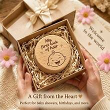 Baby Essentials Newborn Baby Stuff My First Lock Of Hair Wooden Keepsake Box Baby Fetal Hair Storage Case NewbornMilestoneSouvenirfor Baby Shower Gift - Multicolor - View 7