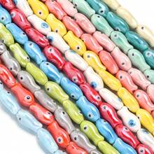 10件/包 陶瓷魚珠 10x20mm 雙面彩色波點魚珠，適用於手鍊、項鍊、DIY手機鍊、吊墜、鑰匙圈配件 - 雙色小魚珠 - 查看 8