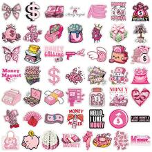 50pcs Fresh Ins Style Pink Coin Doodle Cartoon Dollar Creative Decorative Planner Tablet Stickers - Pink Coins - 1963 - View 4