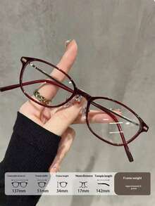 1 Pair Women's Minimalist Decorative Glasses, High-Definition Transparent Lenses, Y2K Retro Style, Suitable For Daily Wear, Reading And Commuting Office - Clear - View 2