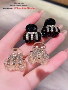 4pcs Mini Hair Claw Clips, Embedded With Rhinestone, Practical And Beautiful, Delicate All-Match Hair Accessories, Aesthetic - Multicolor - View 2