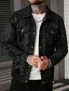 Herren Frühling/Herbst Alltag Pendeln Mode Lässig Neue Umlegekragen Jacke - Schwarz - Übersicht 1