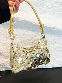 Elegant Sequins Banquet Shoulder Bag Sparkling Handbag Ladies' Bag Fashion Party Clutch Bag Chic Evening Bag Ladies Wallet Gold Purse Beach Bag - 彩色 - 查看 14