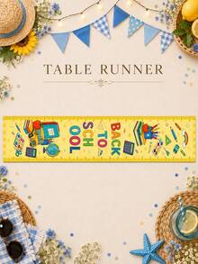 1 pieza - Camino de mesa de temporada escolar con manteles individuales a juego, decoración de mesa con estampado de libros, manzana y autobús amarillo brillante, juego de comedor de vuelta al colegio para cocina, aula y fiesta - Multicolor - Ver 13