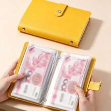 Organizador de efectivo con botón a presión minimalista, opciones de multicolor, páginas transparentes para contabilidad financiera, organizador de monedas y recibos, organizador personal portátil - Multicolor - Ver 1