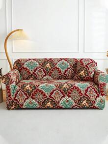 1pc Full Coverage Sofa Cover, Modern Style Polyester Fabric, Machine Washable, All Seasons - Red - View 5