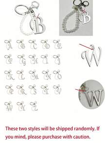 高級優雅銀色字母鑰匙圈，珍珠鑲嵌，A-Z 3D字母吊墜，搭配優雅珍珠鍊（可根據個人喜好拆卸），時尚合金鑰匙環，可用作包包、背包吊飾或汽車鑰匙圈。經典簡約，裝飾品與包包配件，教師節禮物、姊妹禮物、最佳教師禮物、生日禮物、週年紀念禮物、畢業禮物、創意禮物、開學禮物 - 彩色 - 查看 9