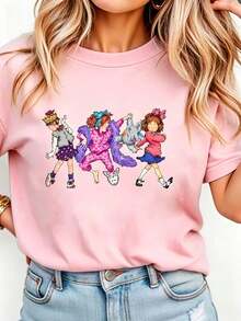Junie B Teacher Shirt Junie B Jones Kindergarten Teacher T-Shirt Teacher Life T-Shirt Teacher Gift Women Round Neck Printed Camisa Pink - 粉色 - 查看 8