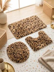 1pc/2pcs/3pcs Leopard Print Bath Mat, Bathroom Rug, Door Mat, Small Rug, Carpet, Floor Mat, Home Decor, Area Rug, Outdoor Mat, Home Decor, Area Carpet, Bedroom Rug, Washable Rug - Multicolor - View 4
