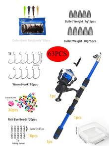 Set Lengkap Joran Pancing, Joran Pancing Laut, Joran Pancing Casting, Dilengkapi Tas, Termasuk Reel Pancing, Senar Pancing, Umpan Pancing, dan Aksesoris. - Biru - View 14