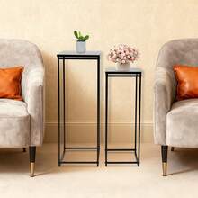2Pcs Black Metal Plant Stand Set, Waterproof Rustproof Square Display Riser Shelves For Home Wedding Store Decor - Black - View 8
