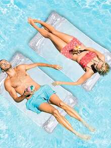 Adult Inflatable Pool Product, Glitter Water Hammock Pool Float, Beach Vacation Pool Float, Suitable For Pool Party, Lake, Outdoor, Beach, Theme Party, Birthday Party, Family Gathering - One Size Fits All - View 5