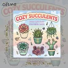 GDTME 1 Peça Livro de Colorir Suculentas Quentes, 24 Páginas em Papel Perolado Reforçado de 120g, Tamanho 7,87*7,87 Polegadas, Adequado para Iniciantes Pintarem, Aliviar o Estresse do Escritório, Interação Pais-Filhos, Ótimo Presente, Adequado para Festas e Eventos de Feriados, Aumentando a Criatividade, Belamente Projetado - DJ-008 - Visão 7