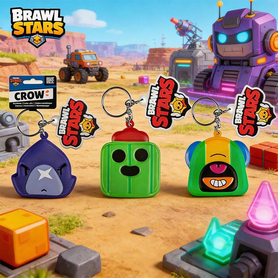 Supercell 1PC Brawl Stars Officially Licensed Squishy Keychain Cute Cartoon Character Keyring Soft PU Material Bounce-Back Stress Relief Fun Doll Backpack Accessories Birthday Christmas Gift - Multicolor - View 1