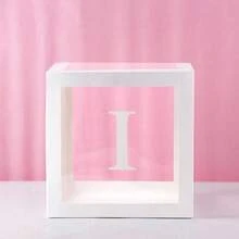 1/4件 25cm 白色字母透明盒，嬰兒洗禮盒，生日裝飾，婚禮裝飾，婚禮週年紀念裝飾，單身派對，新娘洗禮，桌面裝飾，首字母透明氣球盒驚喜禮物盒，拼名字母盒 - 白色 - 查看 15
