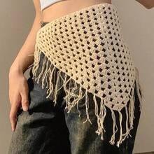 2/1pc Waist Accessories Belt Hand Woven Tassel Triangular Scarf Strap Fashionable And Versatile Fart Curtain Headscarf For Women - Multicolor - View 5
