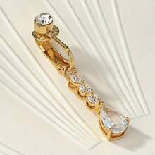 1pc Women's Faux Body Piercing Jewelry, Vintage Style No-Piercing Navel Ring - Gold - View 4
