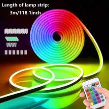 RGB 紅外線霓虹 LED 柔性燈條,聖誕臥室氛圍燈,電競裝飾,送給朋友和愛人的驚喜禮物,派對氛圍,24 鍵遙控變色燈條,節日室內/室外裝飾燈 1m/2m/3m/4m/5m - 彩色 - 查看 11