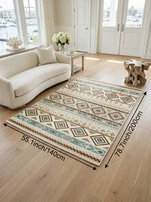 1 pieza Alfombra geométrica bohemia para sala de estar, adecuada para cocina, comedor, dormitorio, decoración de vacaciones, interior/exterior, oficina, vestíbulo, felpudo antideslizante, alfombra de baño, pasillo, área de estudio y juegos - Multicolor - Ver 20