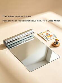 1 Roll Self-Adhesive Mirror Wall Sticker, Shatter-Resistant And Washable. Suitable For Glass, Tile, Cabinet Doors And Smooth Surfaces. Featuring A Segmented Modern Design, Helping You Create Creative Home Decor And Mirror Wall Accents - Multicolor - View 1
