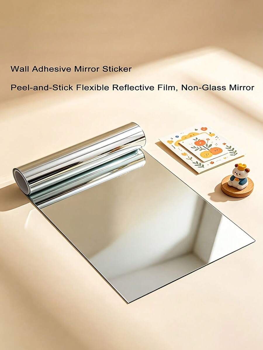 1 Roll Self-Adhesive Mirror Wall Sticker, Shatter-Resistant And Washable. Suitable For Glass, Tile, Cabinet Doors And Smooth Surfaces. Featuring A Segmented Modern Design, Helping You Create Creative Home Decor And Mirror Wall Accents - Multicolor - View 1