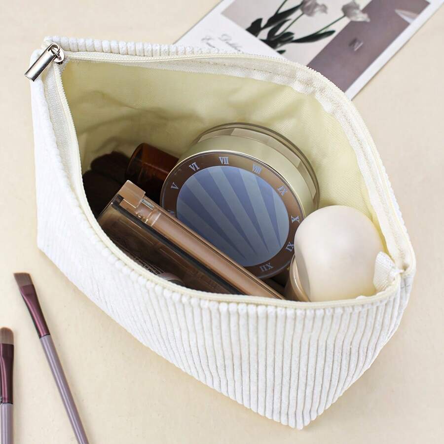 Bolsa Organizadora de Pana para Electrónicos y Accesorios - Bolsa de Almacenamiento de Poliéster Duradera - Blanco - Ver 1