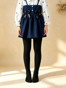 3 piezas Mallas suaves para niñas, forradas térmicamente de manera cómoda, apropiadas para otoño e invierno, colores aleatorios - Multicolor - Ver 4