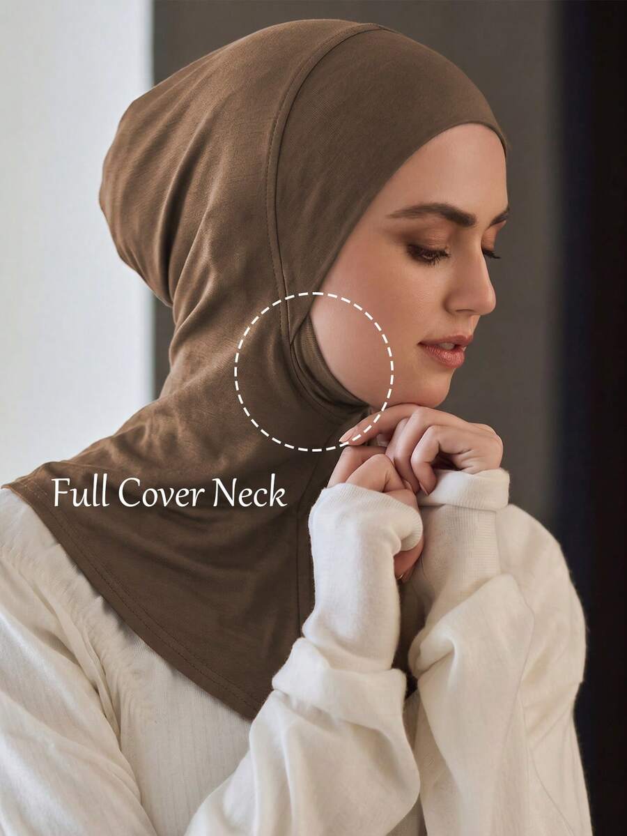 1 Buah Syal Kepala Wanita Warna Polos dengan Tali Dagu Elastis untuk Dipakai di Bawah Topi