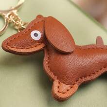 1Pc Cute Dachshund PU Leather Keychain, Dog‑Shaped Bag Charm, Daily Backpack Accessory, Thanksgiving Christmas Teacher's‑Day Gift - Multicolor - View 4