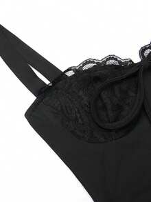 WOWDARK Women Summer Elegant Slim-Fit Lace Splice Camisole Dress, Strap Package-Up Dress, Festival Outfit, Party Evening Gown - 黑色 - 查看 10