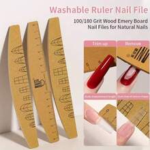 5-1pc Nail File Nail Polisher 100/180 Grit Washable, Wear-Resistant, Double-Sided With Scale And Nail Shape Template, Nail File Sandpaper Board Manicure Tool And Nail Polishing File Suitable For Manicure Beginners And Nail Salons - Multicolor - View 1