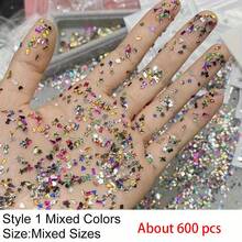 100/500/600/1000pcs 2-3mm Ultra Bright Mini Resin Flat Back Rhinestones Asymmetrical Shape DIY Nail Art Decorations Rhinestone Nail Accessories Nail Supplies - Multicolor - View 16