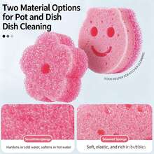 4pcs Multi-Color Smiling Face Sponges With Color-Coded Surface (Pink, Yellow, Green, Blue) And Hanging Hole, Versatile Household Cleaning Cloth For Daily Cleaning Needs (Random Color) - Cleaning Sponge - View 5