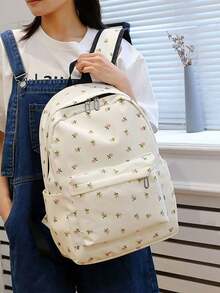 Set combinație rucsac dublu la damă, versatil și la modă, cu imprimeu floral ditsy, geantă școlară pentru studente - Multicolor - View 4