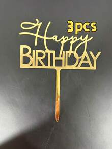 3件組 Happy Birthday 金色蛋糕插牌,金色亮片蛋糕裝飾,週年主題派對蛋糕裝飾用品 - styleE - 查看 12