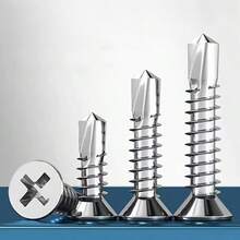 240pcs 410 Stainless Steel Flat Head Self-Tapping Screw Set, For Metal Plates, Includes Modified Truss Head Self-Tapping Screws, Size Range From #8 X 1/2" To #8 X 1" - 410 Stainless Steel - View 5