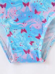Cute Spaghetti Strap Ruffle 2 Pieces Bathing Suit For Girls 4-8 Years Old, Butterfly Print For Pool, Beach & Hot Spring - Baby Blue - View 4