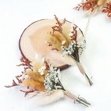 迷你人造花束波希米亞風婚禮裝飾男士胸花桌花心形裝飾蘆葦草生日蛋糕裝飾 - HS111-B - 查看 9