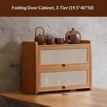 1 pieza Gabinete de almacenamiento de estilo chino con doble puerta, gabinete de almacenamiento de escritorio para entrada de sala de estar, caja de almacenamiento para baño, gabinete de almacenamiento para tocador de dormitorio, estante de almacenamiento para encimera de cocina, adecuado para múltiples escenarios de decoración - Ver 8
