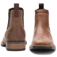 Men's Square Toe Denim Boots, All-Weather Slip-On Work & Casual Western Chelsea Boots - Two-color - View 5