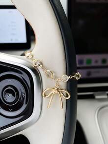 Creative Alloy Butterfly Car Decorative Pendant, Car Hanging Ornament, Car Steering Wheel Pendant, Car Interior Accessory, Meaningful Holiday Gift. - Bow - View 5