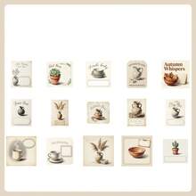 1 Pack 15pcs European Style Small Object Collage Stickers, Vintage Creative Aesthetic Decals, DIY Decorative Collage Craft Materials, Holiday Gift, Personalized Scrapbook School Stationery Supplies - W.P. - View 16