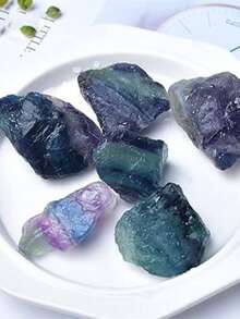 1pc Natural Rainbow Fluorite Raw Stone, Crystal Healing Stone For Reiki Meditation, Home Decor, Chakra Balancing - Multicolor - View 4