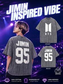 100% Cotton Men's And Women's Universal Style Vintage Washed T-Shirt  Retro World Tour 2026 Concert K-Pop Bangtan Fan Gift - 灰色 - 查看 2